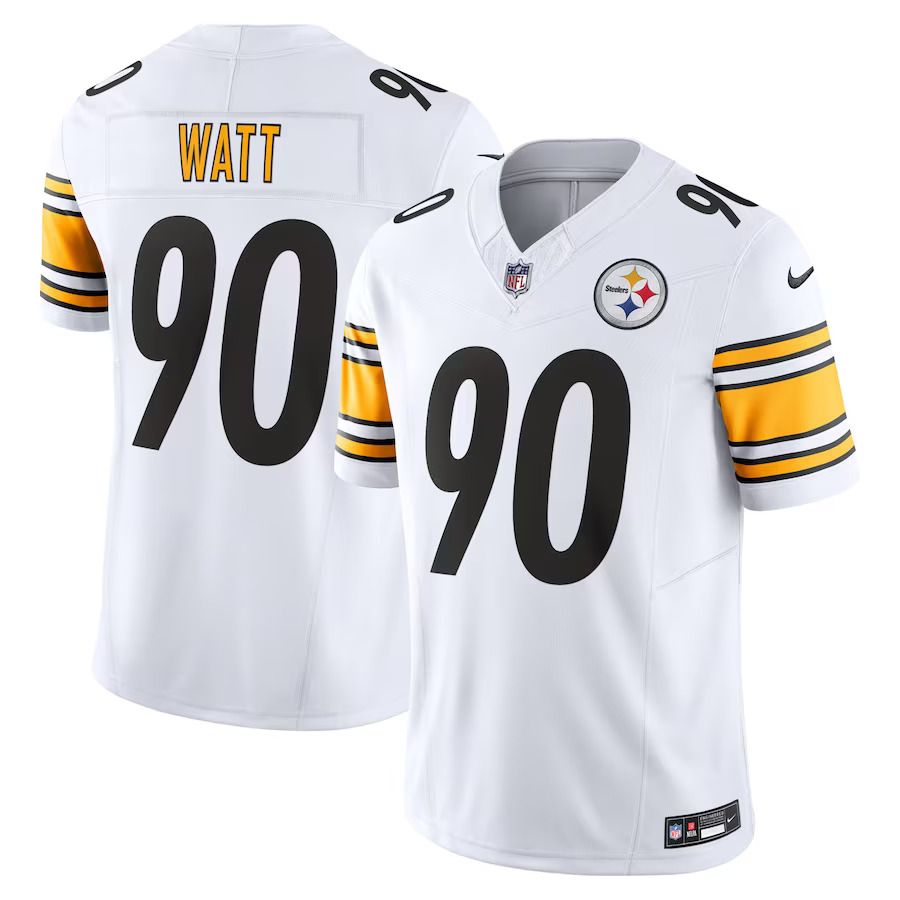 Men Pittsburgh Steelers 90 T.J. Watt Nike White Vapor F.U.S.E. Limited NFL Jersey